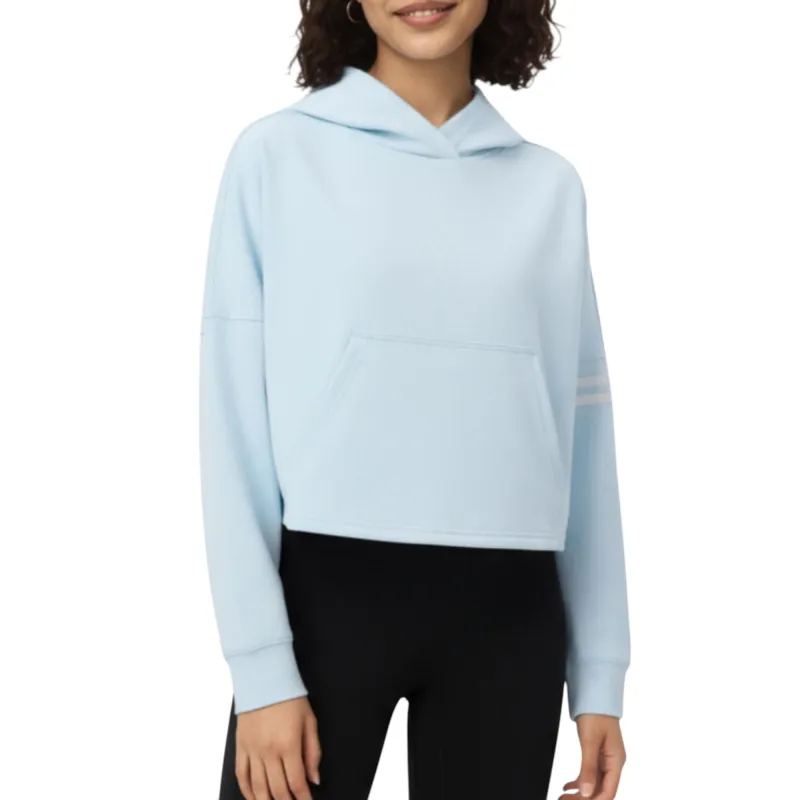 Anna-Kaci Active Women's Long Sleeve Cropped Hoodie with Kangaroo Pocket and Striped Sleeve Detail sold by Anna-Kaci