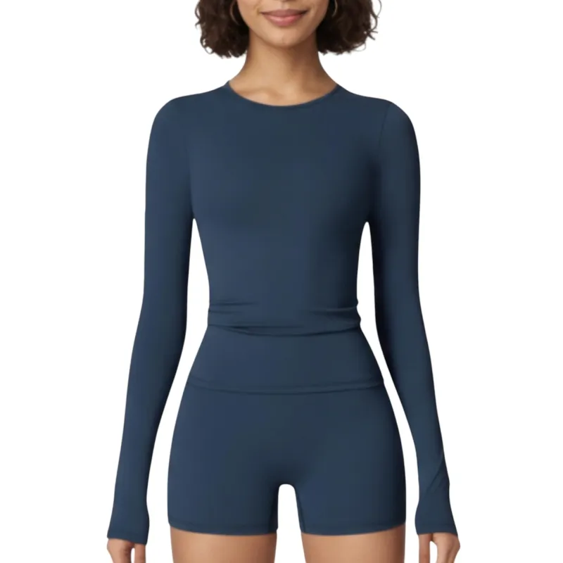 Anna-Kaci Active Women's Long Sleeve Fitted Active Top with Thumbhole Cuffs and Crew Neck sold by Anna-Kaci