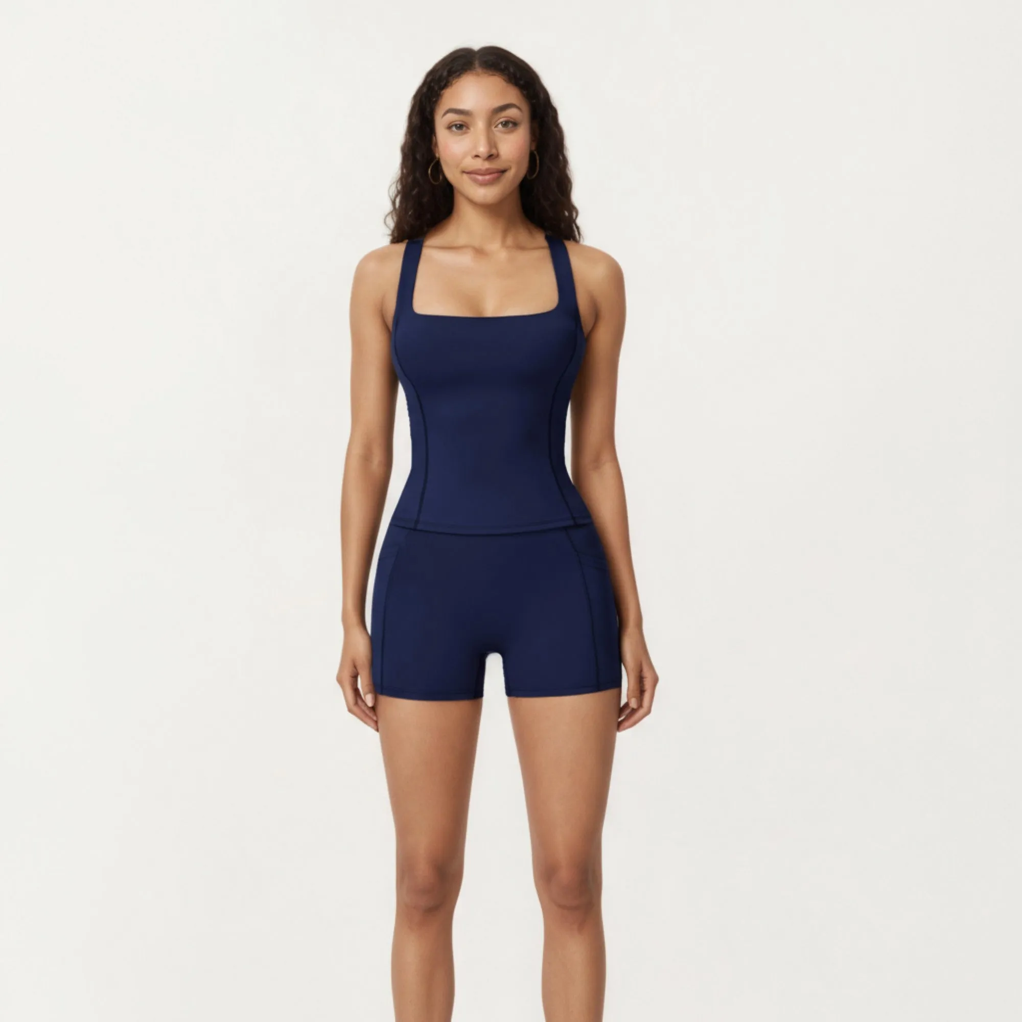 Anna-Kaci Active Women's Square Neck Sleeveless Fitted Active Tank Top with Seam Detailing sold by Anna-Kaci product image thumbnail 2