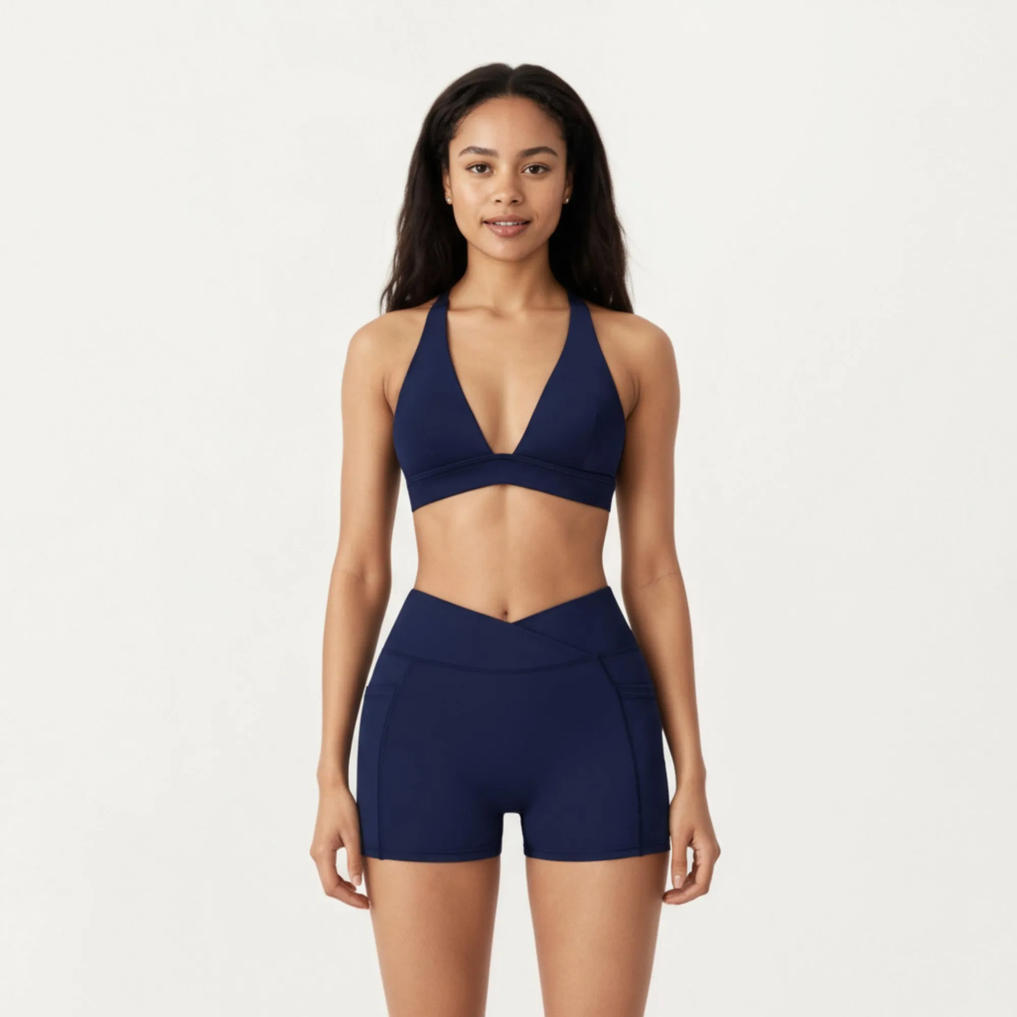 Anna-Kaci Active Women's V-Neck Halter Sports Bra with Wide Band and Supportive Stretch Fit sold by Anna-Kaci product image thumbnail 2