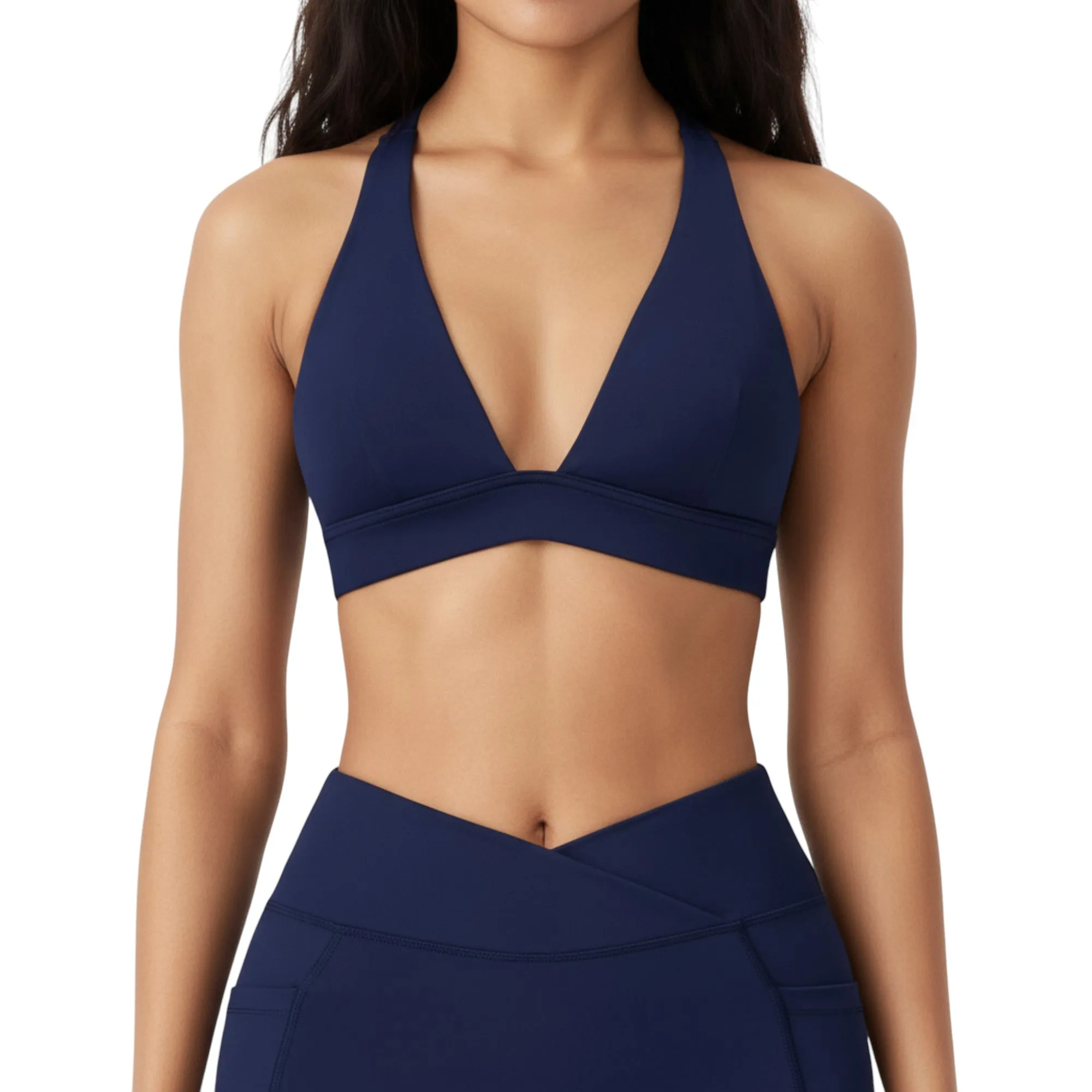 Anna-Kaci Active Women's V-Neck Halter Sports Bra with Wide Band and Supportive Stretch Fit sold by Anna-Kaci