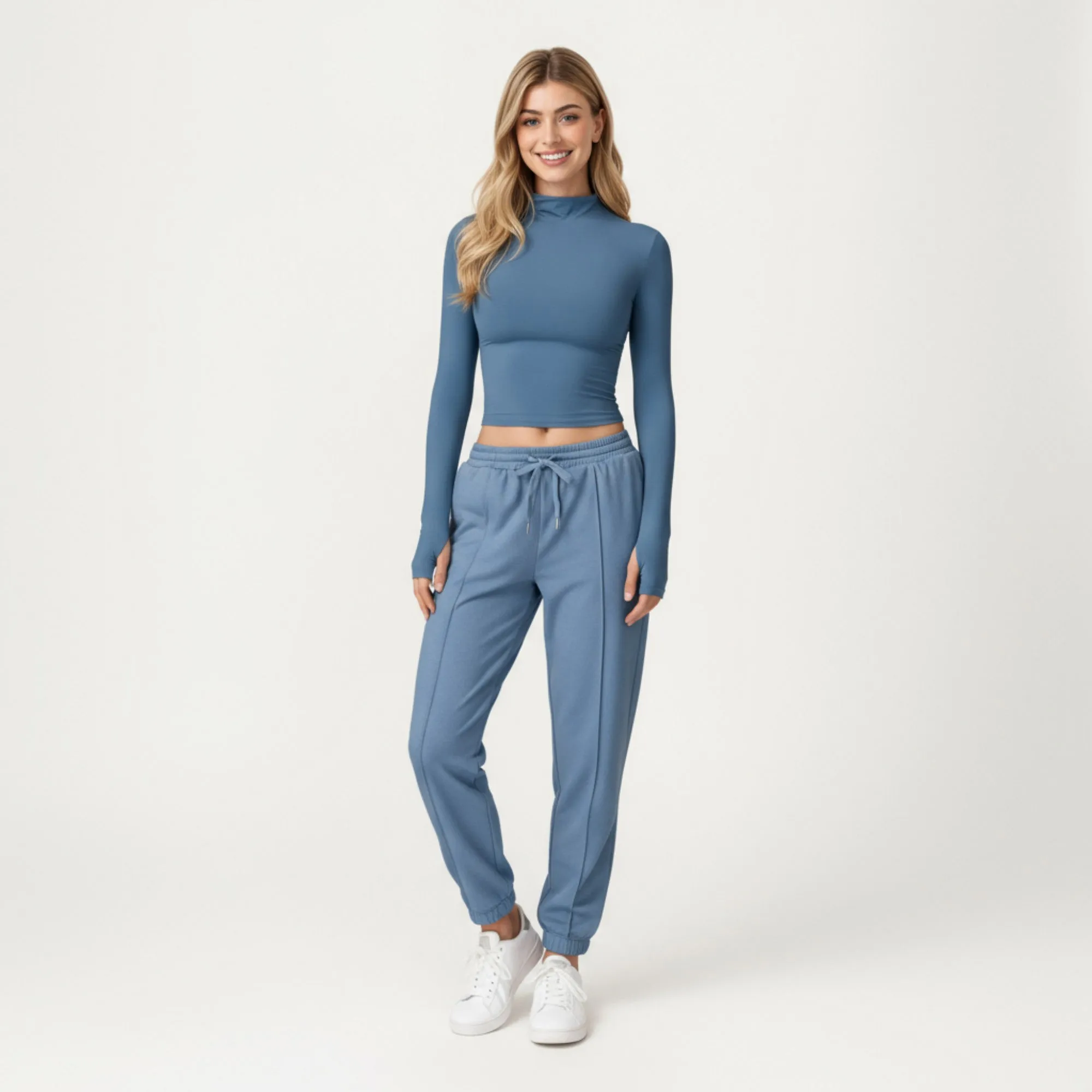Anna-Kaci Active Women's High-Neck Cropped Long-Sleeve Top with Soft Textured Fabric sold by Anna-Kaci product image thumbnail 3