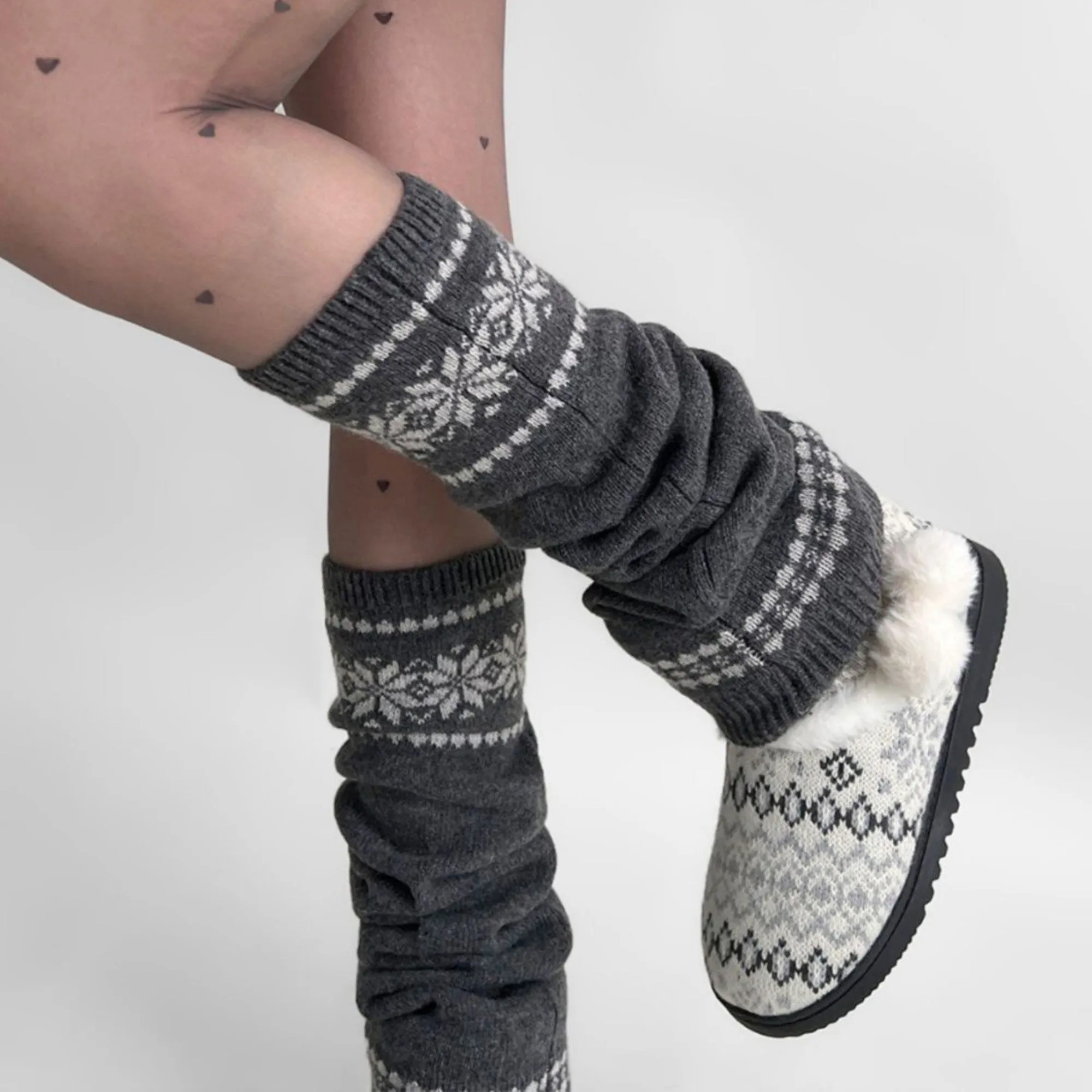 Anna-Kaci Women's Nordic Knit Pattern Leg Warmers with Ribbed Cuffs and Soft Stretch Fabric sold by Anna-Kaci product image thumbnail 4