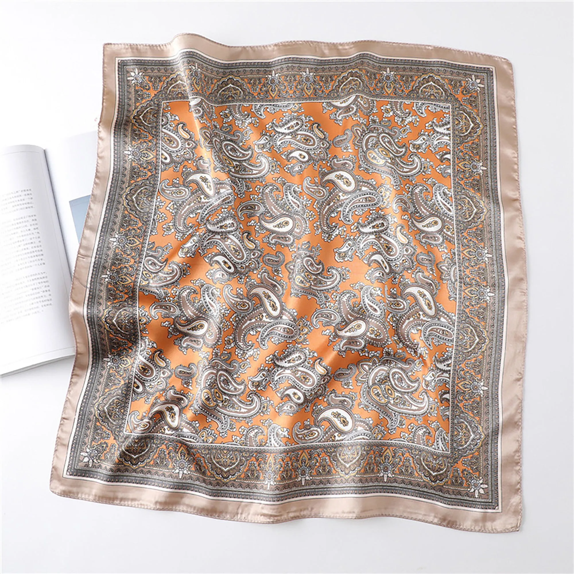 Anna-Kaci Women's Satin Square Scarf with Classic Paisley Print 23.6¡Á23.6 Inches sold by Anna-Kaci product image thumbnail 2