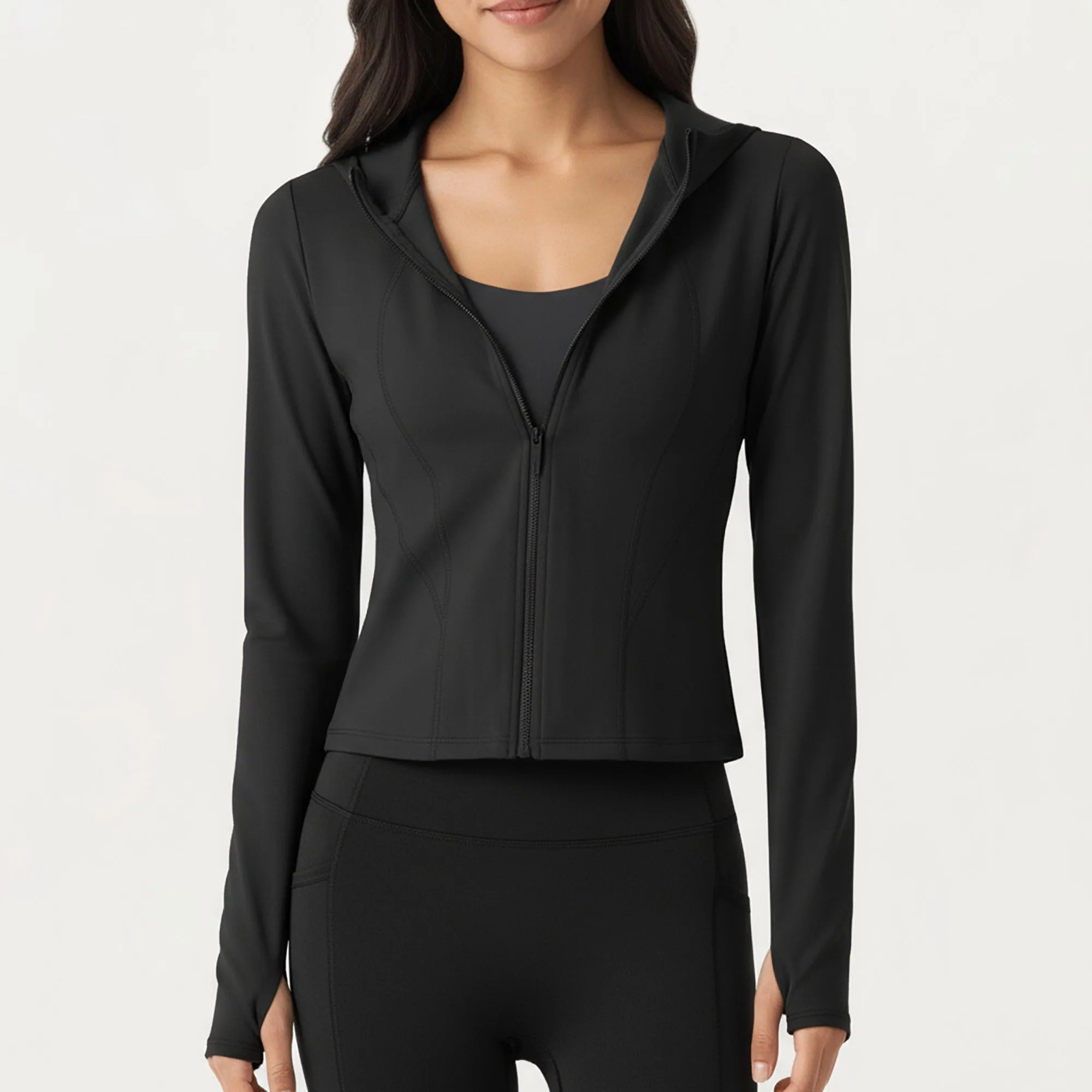 Anna-Kaci Active Women's Long Sleeve Zip Up Hoodie Jacket with Contoured Fit and Thumbhole Cuffs sold by Anna-Kaci