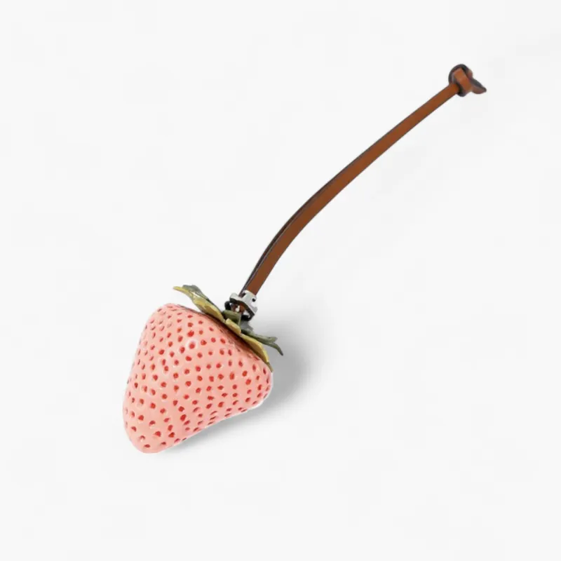 Anna-Kaci Realistic Strawberry Charm Keychain with Faux Leather Strap sold by Anna-Kaci