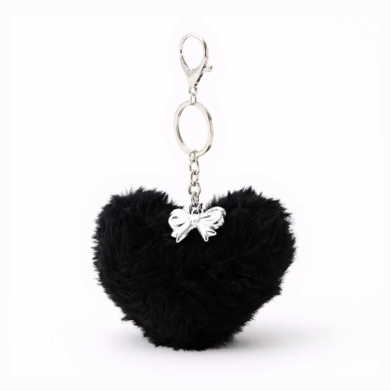 Anna-Kaci Plush Heart Keychain with Bow Detail and Metal Clip sold by Anna-Kaci