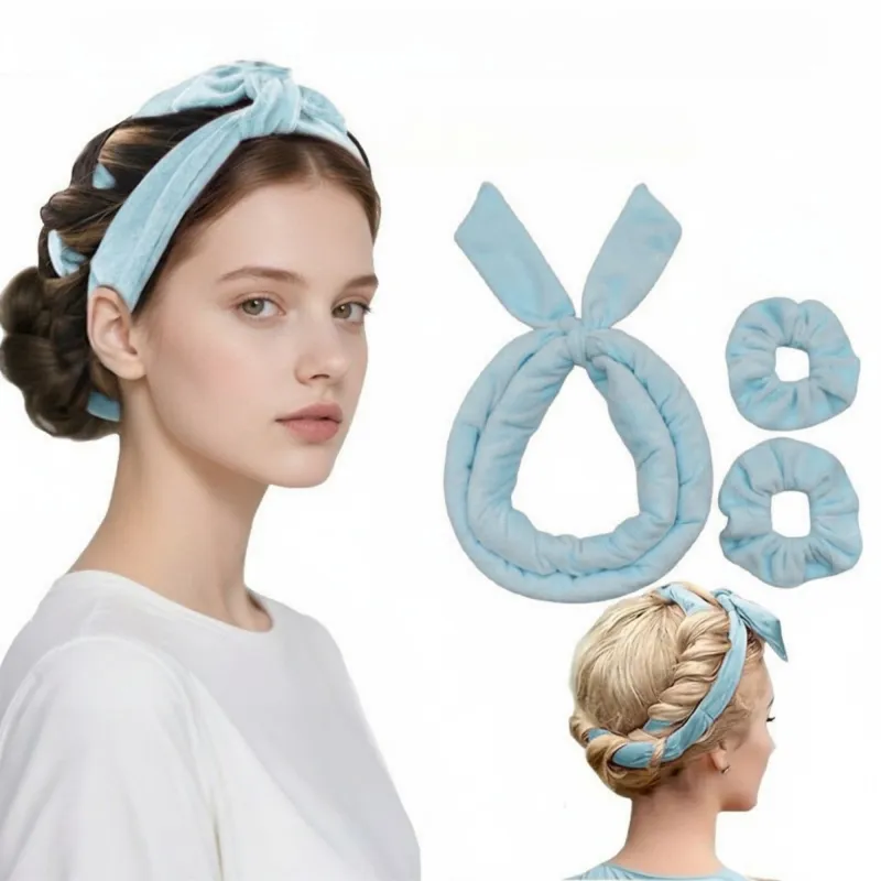 Anna-Kaci Plush Heatless Curling Headband Set with Scrunchies for Soft, Damage-Free Curls made by Anna-Kaci