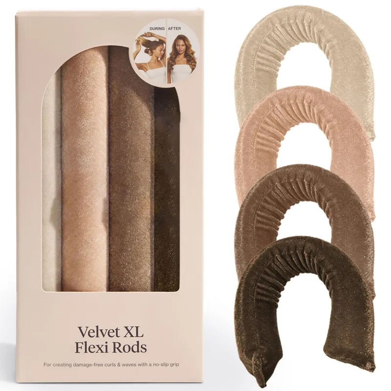 Anna-Kaci Velvet Flexi Rods Set for Heatless Curls and Waves with No-Slip Grip sold by Anna-Kaci