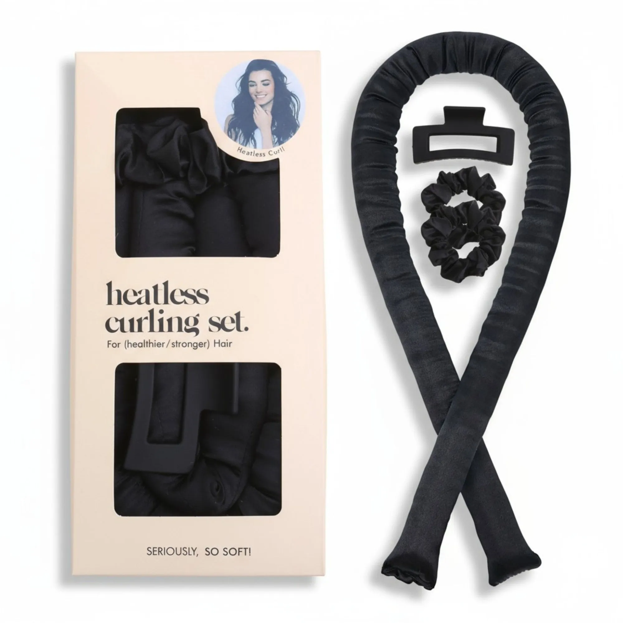 Anna-Kaci No-Heat Curling Ribbon Set with Satin Scrunchies and Hair Clip sold by Anna-Kaci product image thumbnail 4