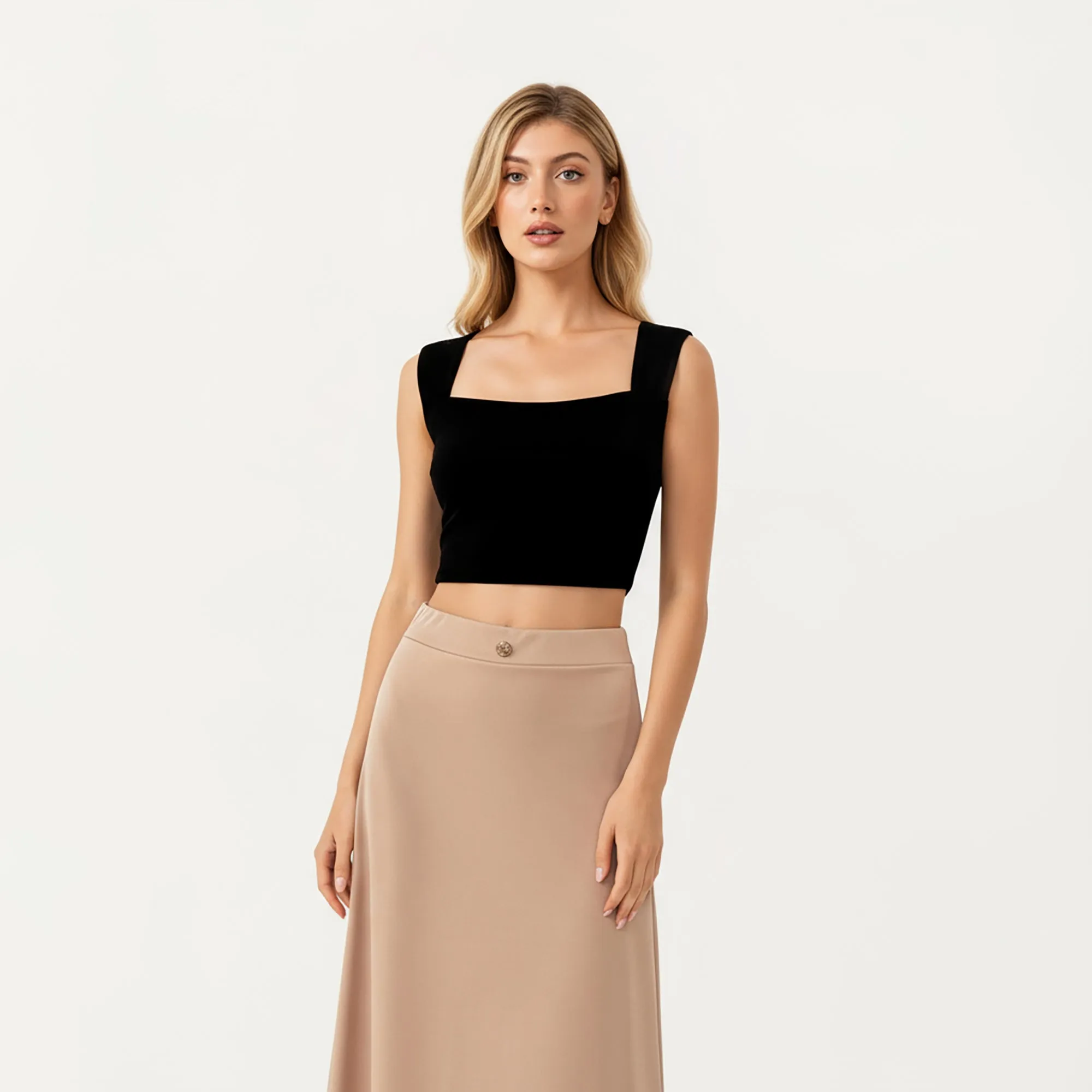 Anna-Kaci Women¡¯s Layered Midi Skirt with Smooth Satin Finish Soft Flowing Silhouette and Elegant Dual-Layer Hem Detail sold by Anna-Kaci product image thumbnail 4