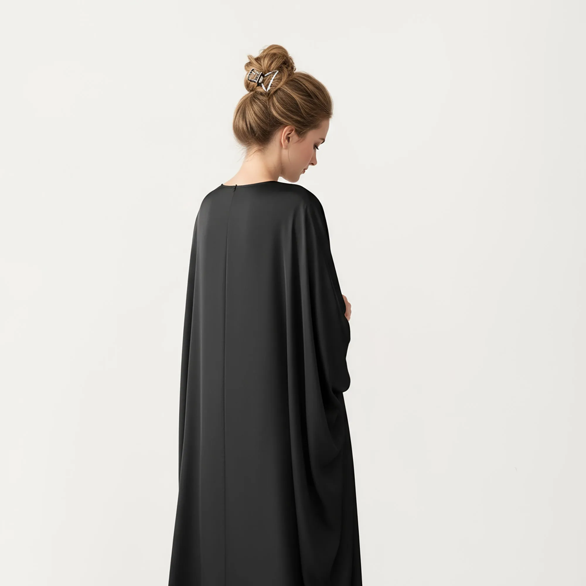 Anna-Kaci Women¡¯s Satin Draped Maxi Dress with Knot Front Detail, Flowing Wide Sleeves and Soft Fluid Silhouette sold by Anna-Kaci product image thumbnail 4