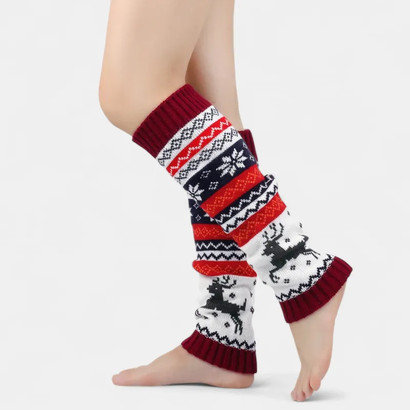 Anna-Kaci Women's Knit Leg Warmers with Reindeer and Snowflake Pattern 15.5x5in made by Anna-Kaci