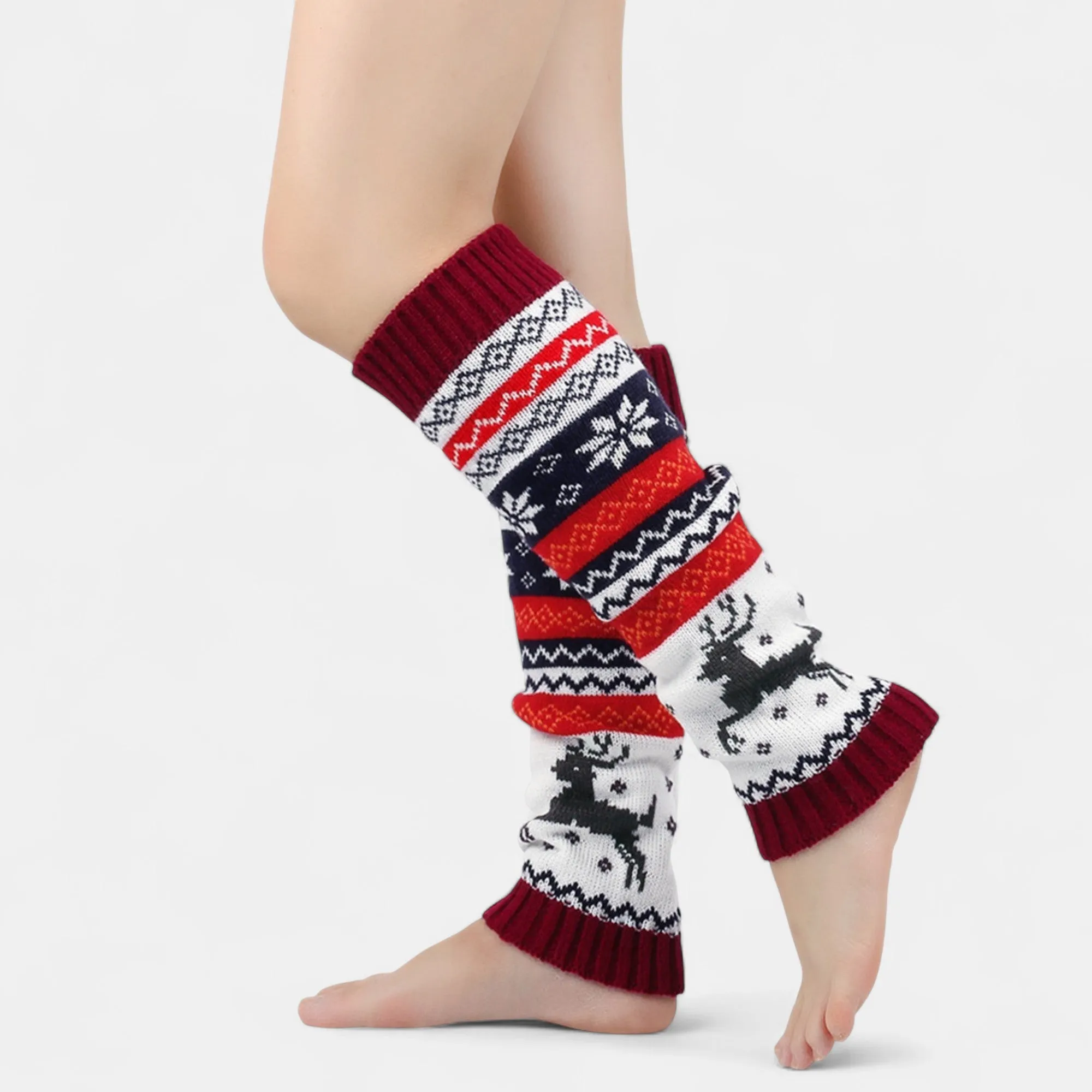 Anna-Kaci Women's Knit Leg Warmers with Reindeer and Snowflake Pattern 15.5x5in sold by Anna-Kaci