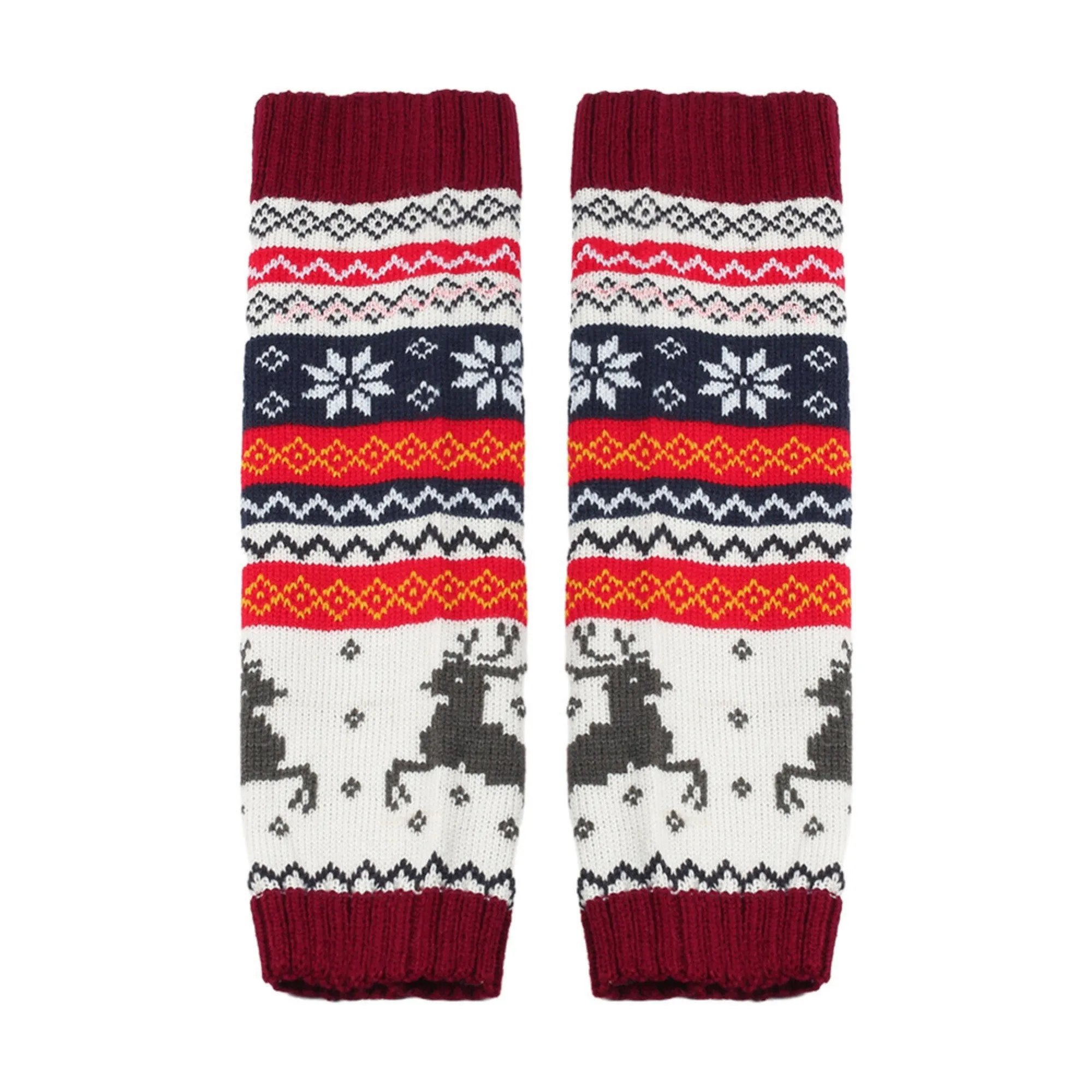 Anna-Kaci Women's Knit Leg Warmers with Reindeer and Snowflake Pattern 15.5x5in sold by Anna-Kaci product image thumbnail 2