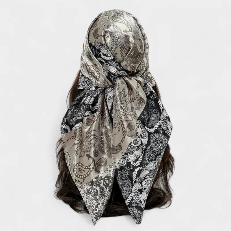 Anna-Kaci Women's Paisley Print Satin Square Scarf with Dual-Tone Design 35.5x35.5in sold by Anna-Kaci