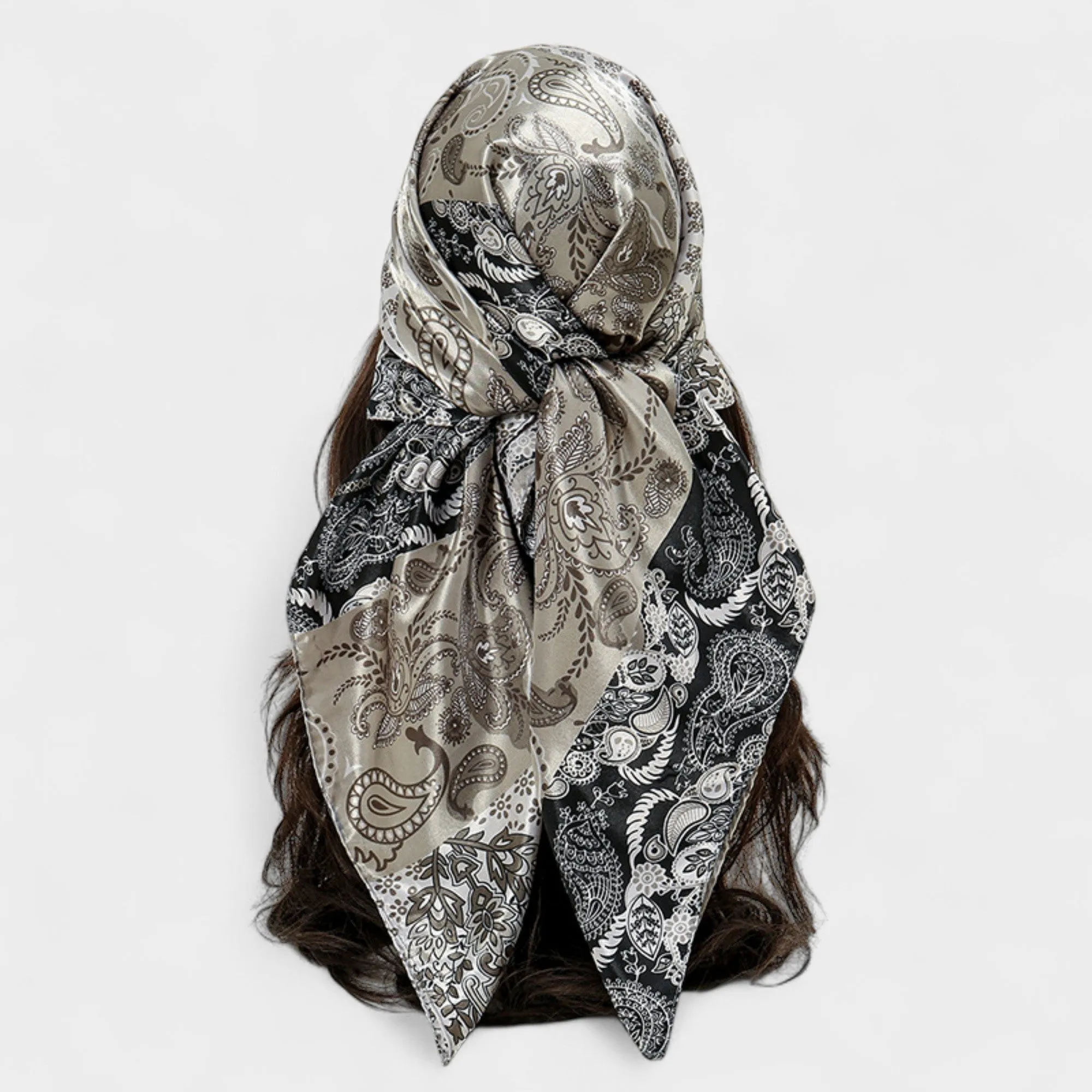 Anna-Kaci Women's Paisley Print Satin Square Scarf with Dual-Tone Design 35.5x35.5in sold by Anna-Kaci