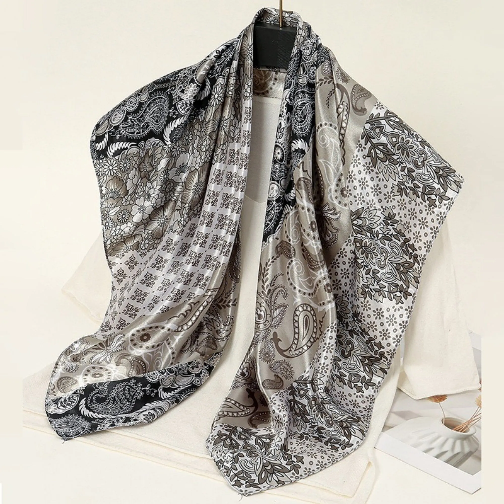 Anna-Kaci Women's Paisley Print Satin Square Scarf with Dual-Tone Design 35.5x35.5in sold by Anna-Kaci product image thumbnail 3
