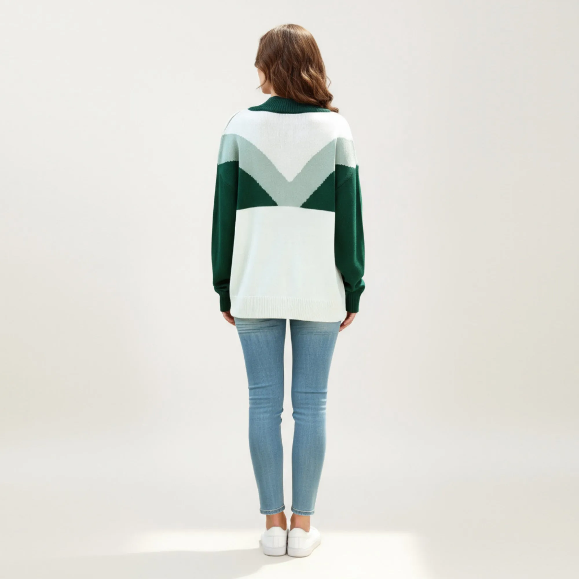 Anna-Kaci Women's Color Block Long Sleeve Knit Sweater with Button Collar and Ribbed Hem sold by Anna-Kaci product image thumbnail 4