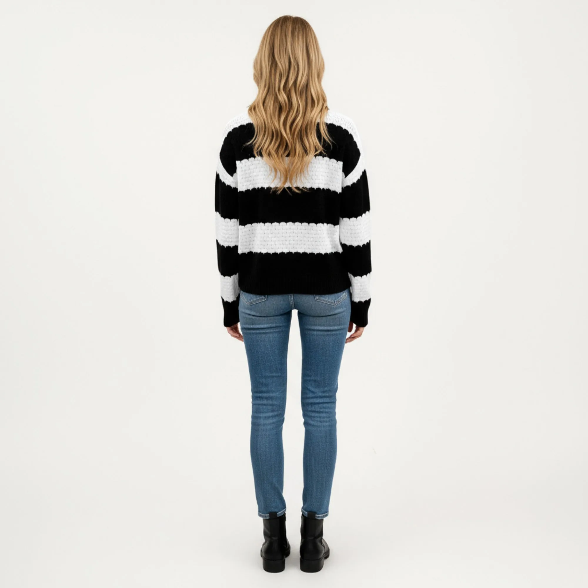 Anna-Kaci Women's Long Sleeve Knit Sweater with Bold Horizontal Stripes and Ribbed Trim sold by Anna-Kaci product image thumbnail 4