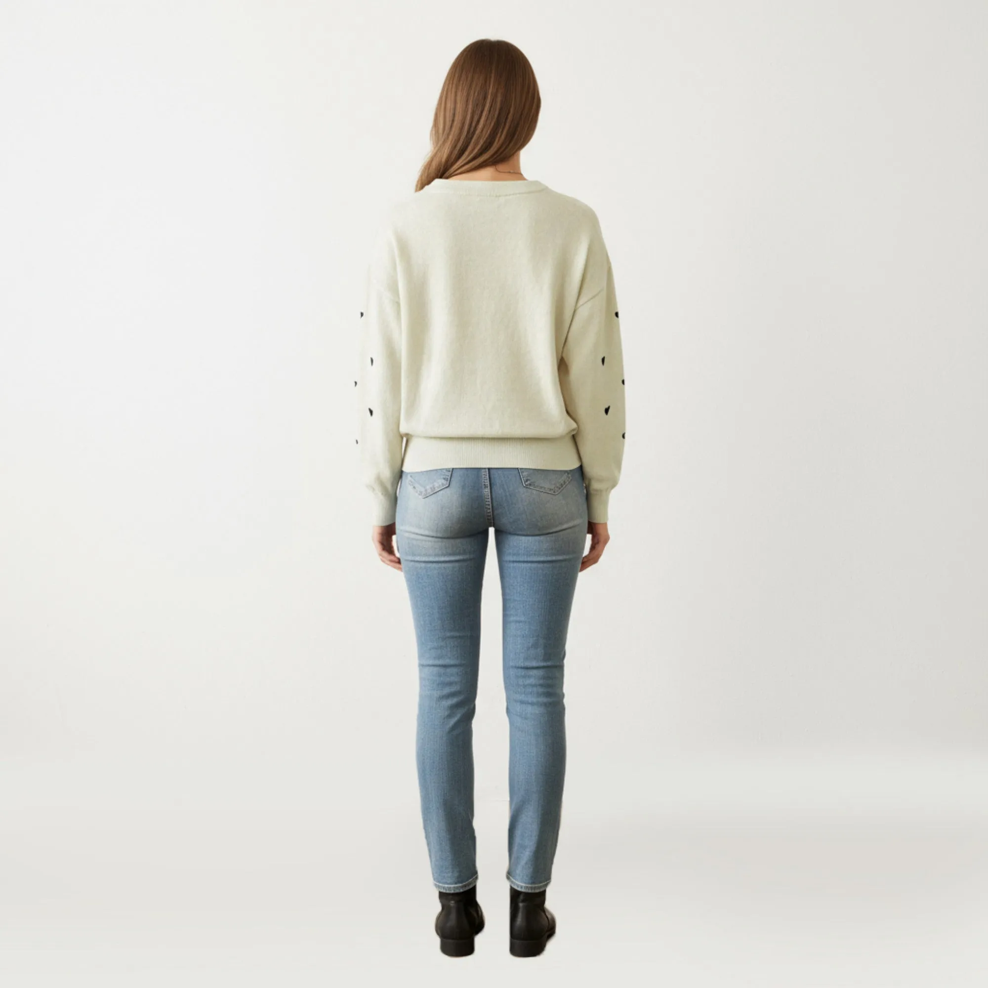 Anna-Kaci Women's Long Sleeve Heart Pattern Knit Sweater with Ribbed Trim sold by Anna-Kaci product image thumbnail 3