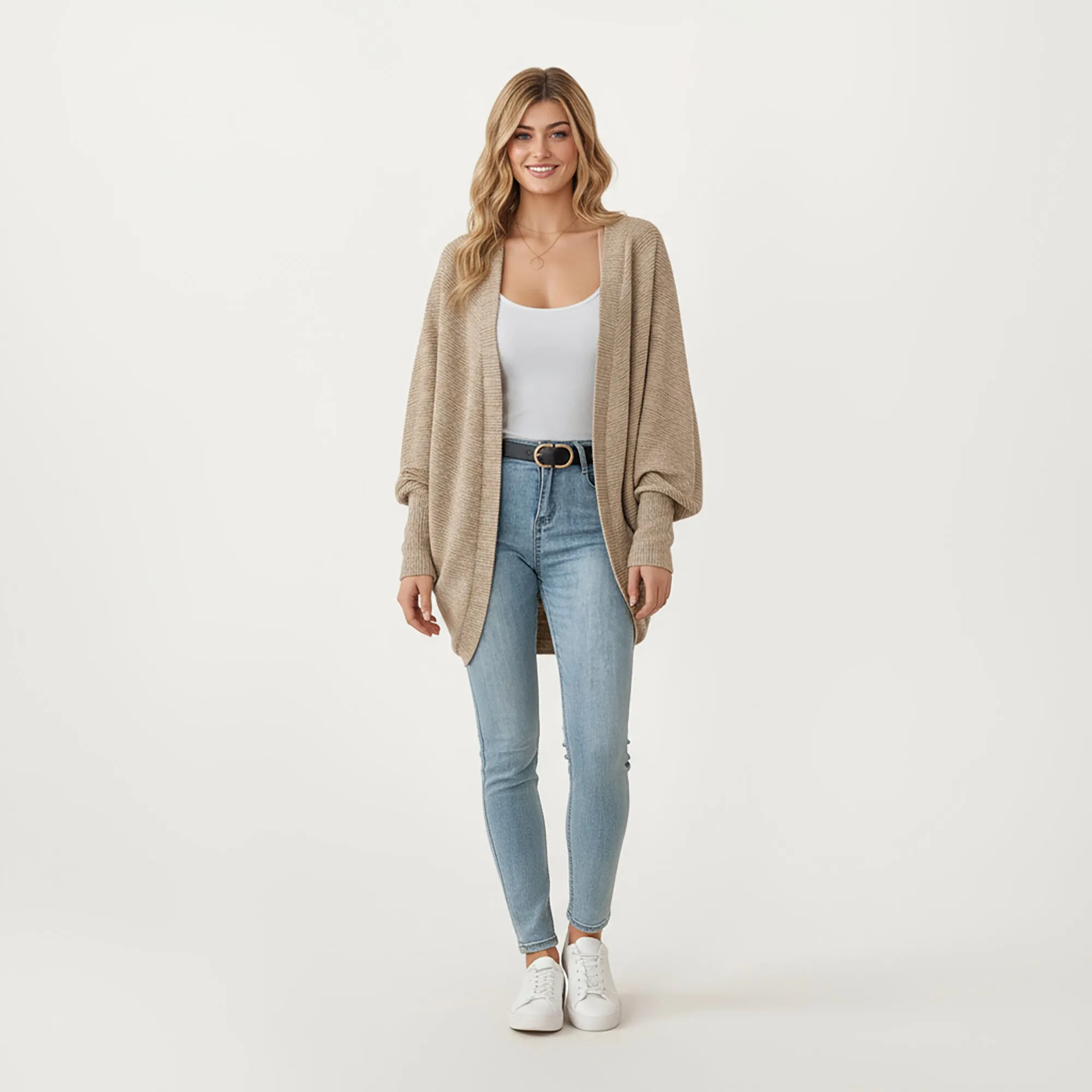 Anna-Kaci Women's Open Front Knit Cardigan with Dolman Sleeves and Relaxed Fit sold by Anna-Kaci product image thumbnail 2