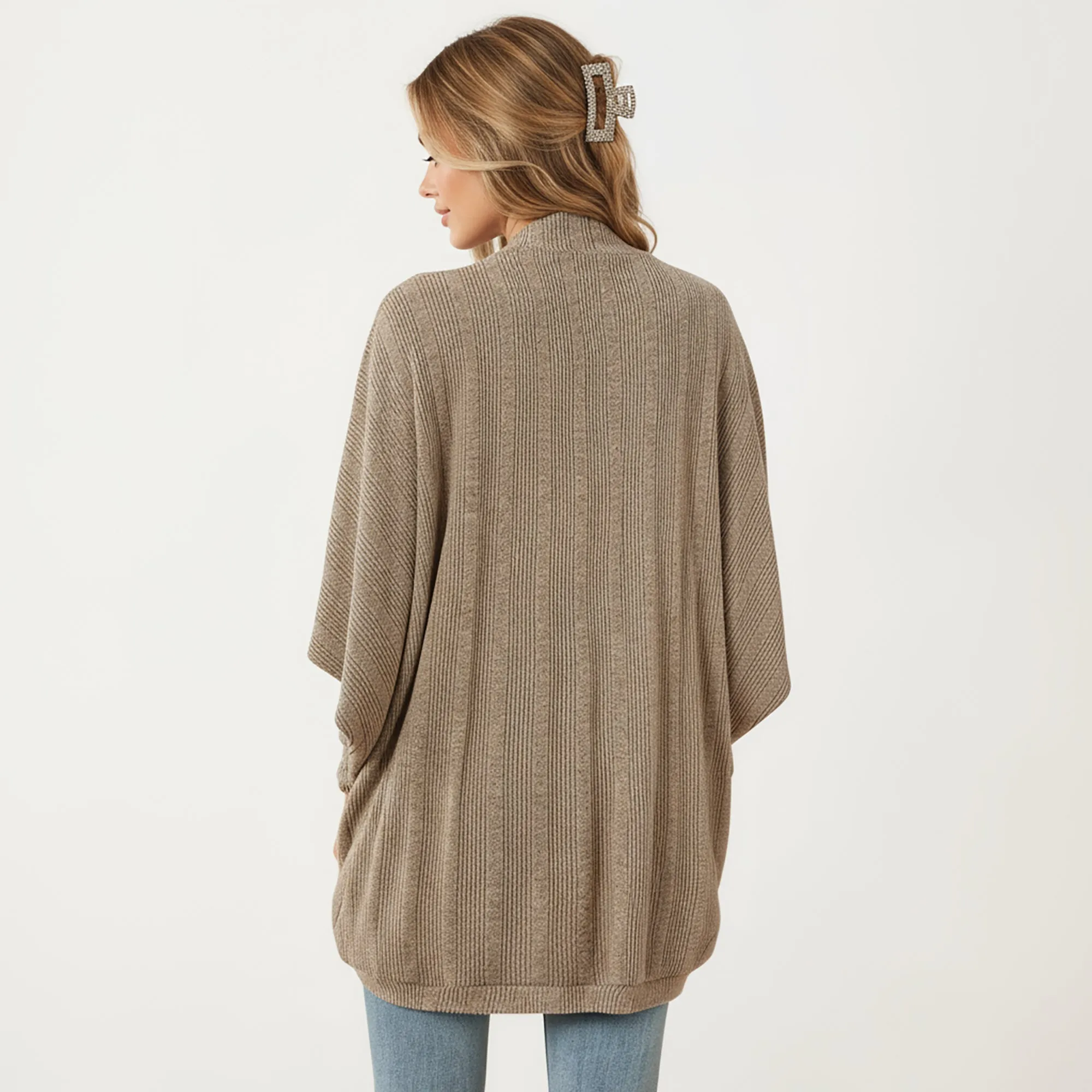 Anna-Kaci Women's Open Front Knit Cardigan with Dolman Sleeves and Relaxed Fit sold by Anna-Kaci product image thumbnail 4