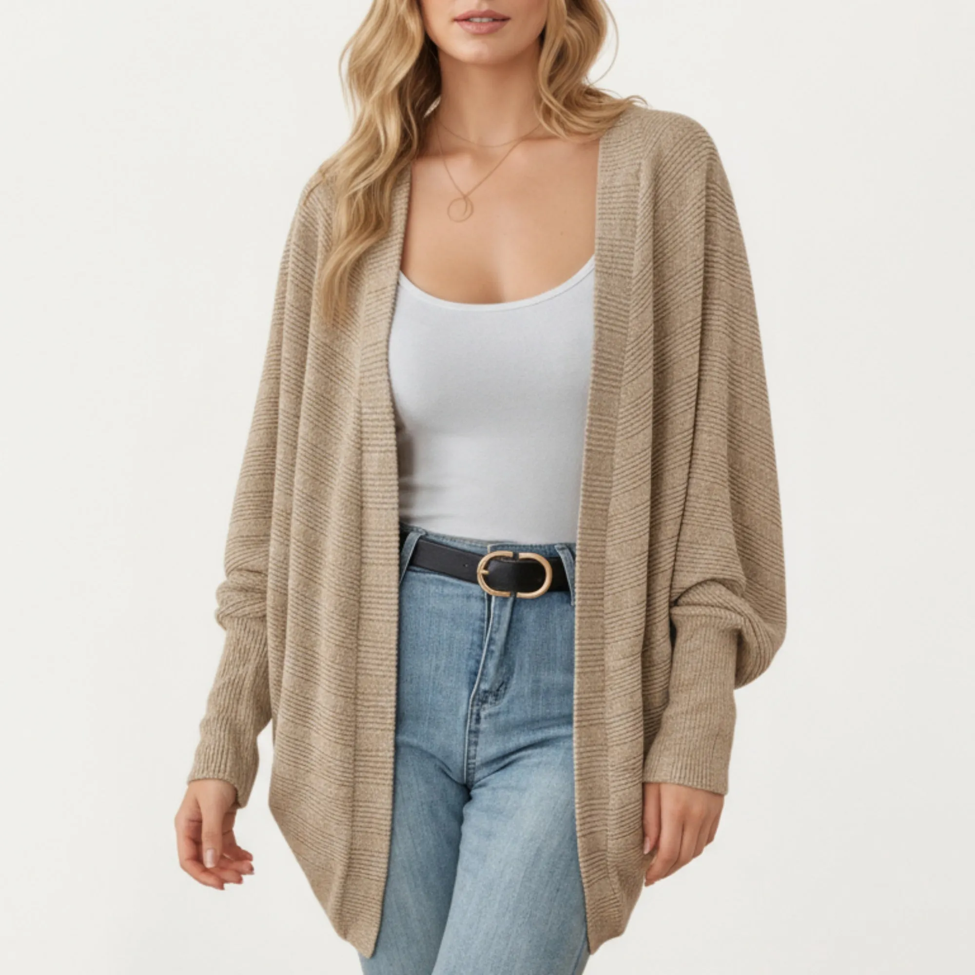 Anna-Kaci Women's Open Front Knit Cardigan with Dolman Sleeves and Relaxed Fit sold by Anna-Kaci