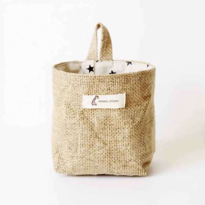 Anna-Kaci 3-Piece Jute Hanging Storage Basket Set with Star Print Lining and Loop Handle 5x4in sold by Anna-Kaci
