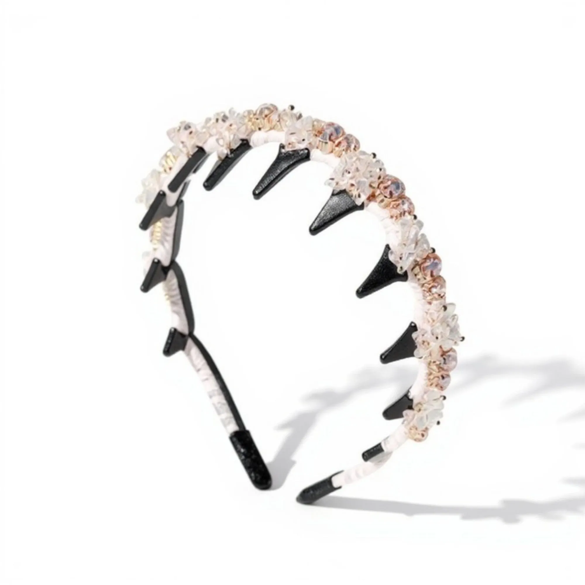 Anna-Kaci Embellished Crystal Bead Hairband with Wrapped Satin Design and Grip Teeth 5in sold by Anna-Kaci product image thumbnail 2
