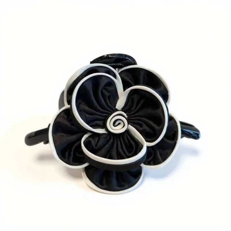 Anna-Kaci Fabric Flower Hair Claw Clip with Contrast Trim and Strong Grip made by Anna-Kaci