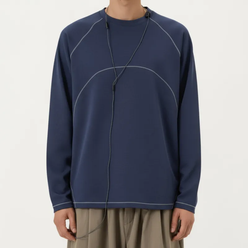 Anna-Kaci Men's Long Sleeve Crew Neck Pullover with Raglan Seams and Subtle Front Stitch Detail sold by Anna-Kaci