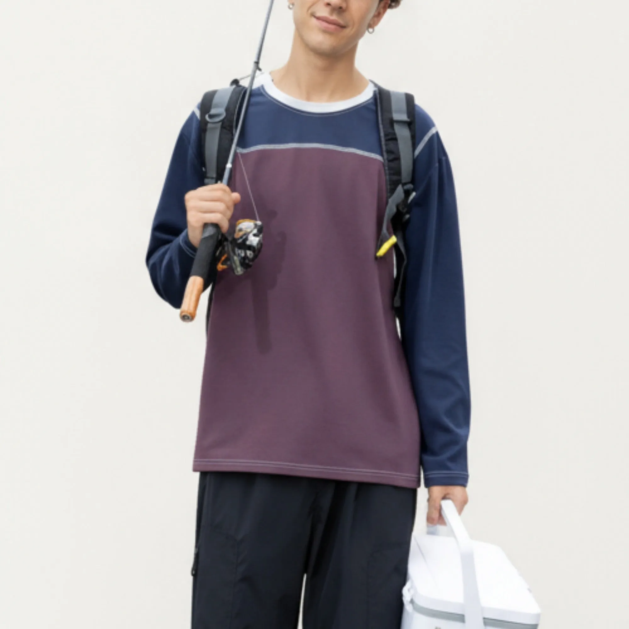 Anna-Kaci Men's Long Sleeve Color Block Crew Neck Pullover with Contrast Stitching and Relaxed Fit sold by Anna-Kaci