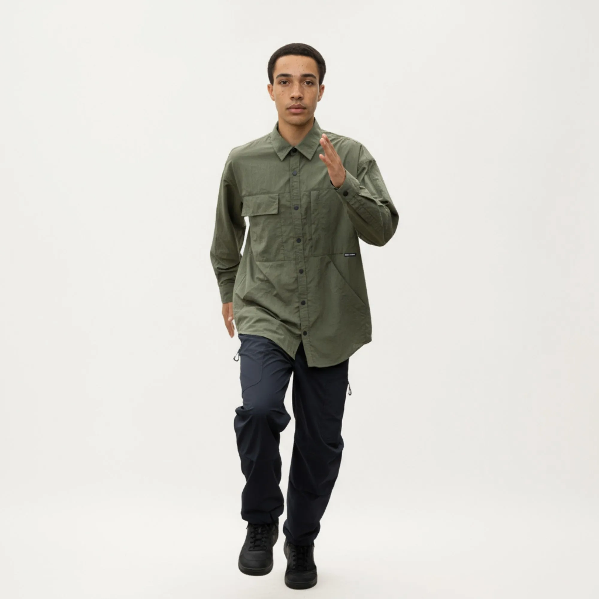 Anna-Kaci Men's Long Sleeve Button-Up Utility Shirt with Chest Pocket and Structured Stitch Detailing sold by Anna-Kaci product image thumbnail 4