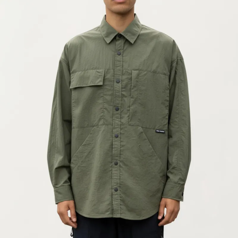 Anna-Kaci Men's Long Sleeve Button-Up Utility Shirt with Chest Pocket and Structured Stitch Detailing sold by Anna-Kaci