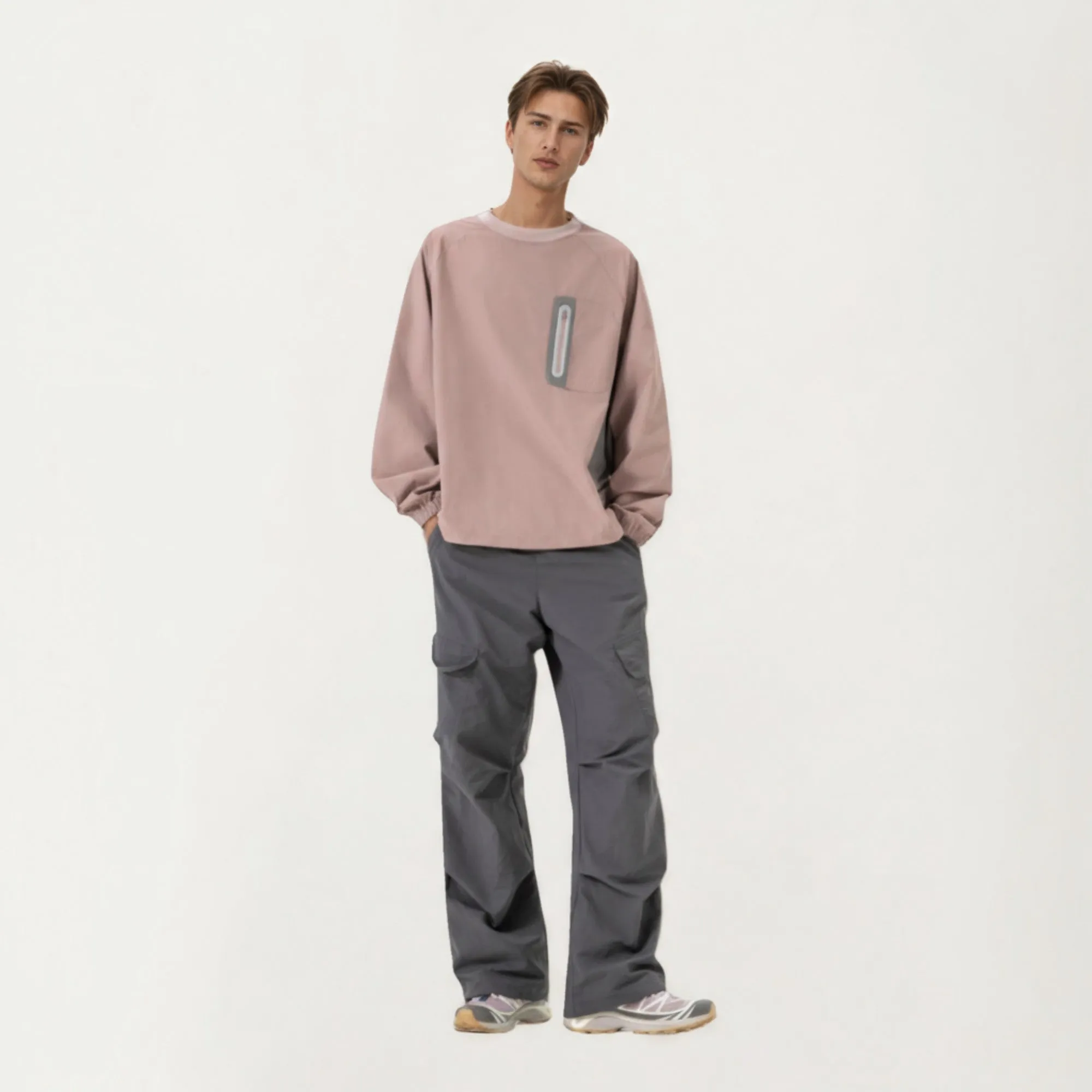 Anna-Kaci Men's Long Sleeve Pullover Crew Neck Top with Contrast Zipper Chest Pocket and Elastic Cuffs sold by Anna-Kaci product image thumbnail 3
