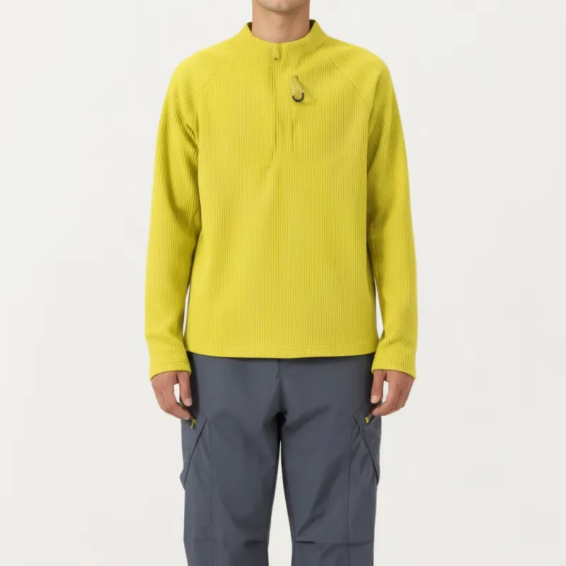 Anna-Kaci Men's Long Sleeve Quarter Zip Fleece Pullover with Mock Neck and Textured Waffle Knit Fabric sold by Anna-Kaci