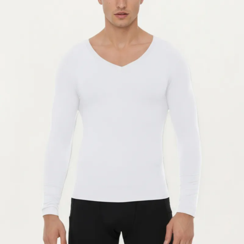 Anna-Kaci Men's Long Sleeve V-Neck Compression Shirt with Stretch Performance Fabric and Athletic Fit sold by Anna-Kaci
