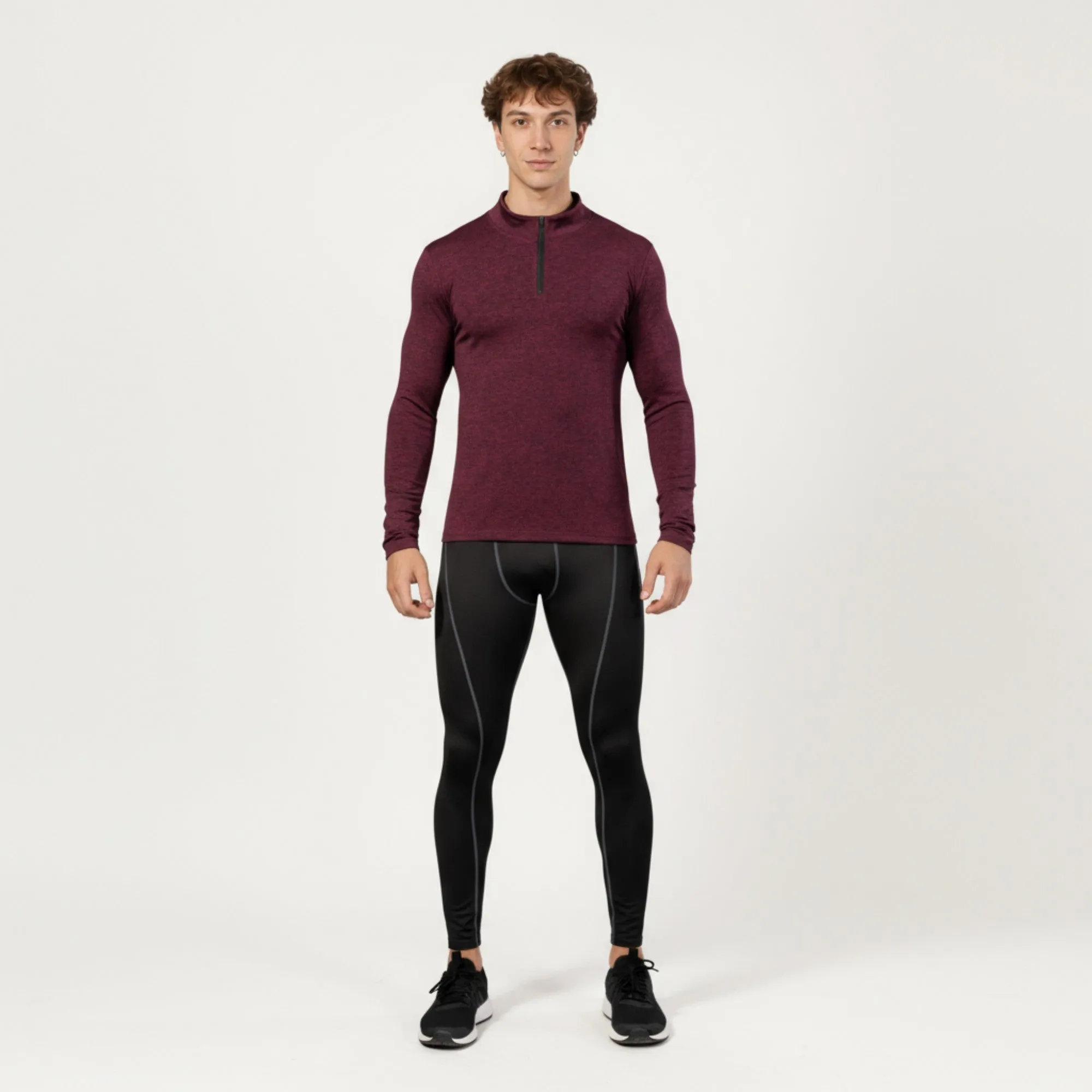 Anna-Kaci Men's Long Sleeve Quarter Zip Compression Athletic Shirt with Mock Neck and Performance Stretch Fabric sold by Anna-Kaci product image thumbnail 3