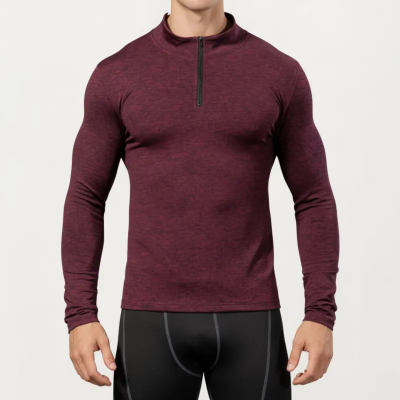 Anna-Kaci Men's Long Sleeve Quarter Zip Compression Athletic Shirt with Mock Neck and Performance Stretch Fabric sold by Anna-Kaci
