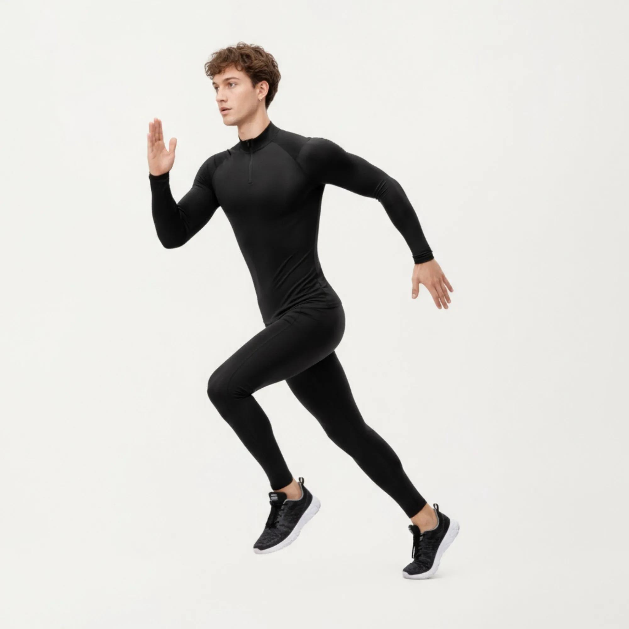 Anna-Kaci Men's Long Sleeve Quarter Zip Compression Athletic Top with Stretch Fabric and Mock Neck sold by Anna-Kaci product image thumbnail 4