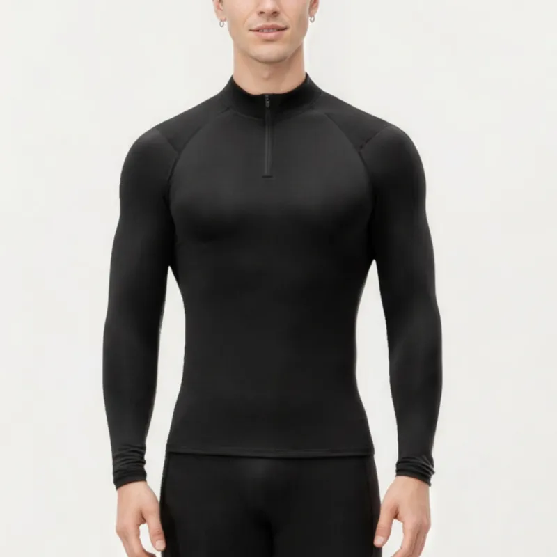Anna-Kaci Men's Long Sleeve Quarter Zip Compression Athletic Top with Stretch Fabric and Mock Neck sold by Anna-Kaci