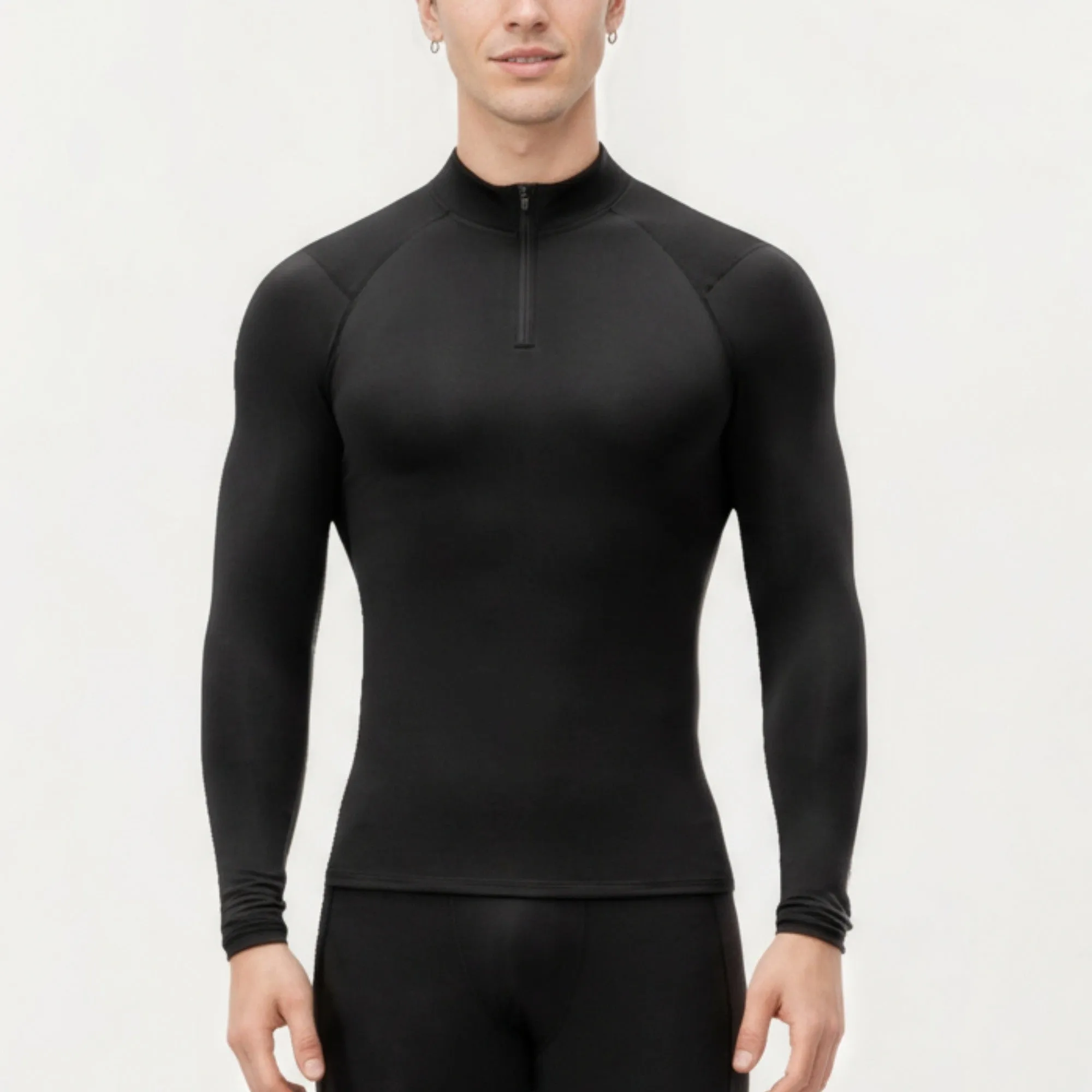 Anna-Kaci Men's Long Sleeve Quarter Zip Compression Athletic Top with Stretch Fabric and Mock Neck sold by Anna-Kaci