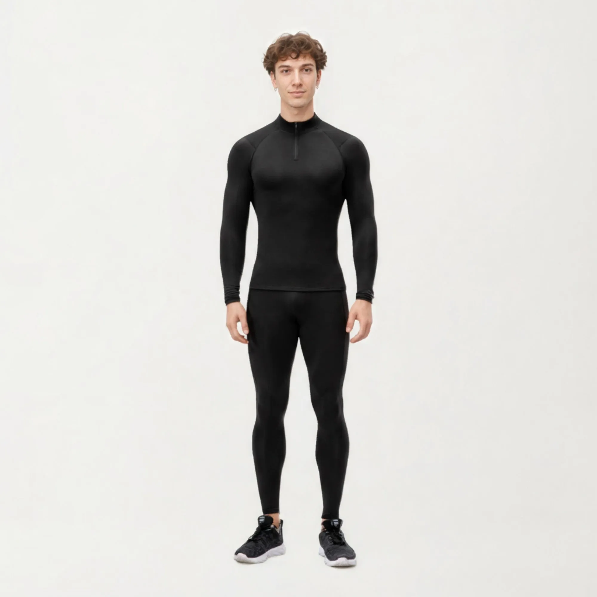 Anna-Kaci Men's Long Sleeve Quarter Zip Compression Athletic Top with Stretch Fabric and Mock Neck sold by Anna-Kaci product image thumbnail 3