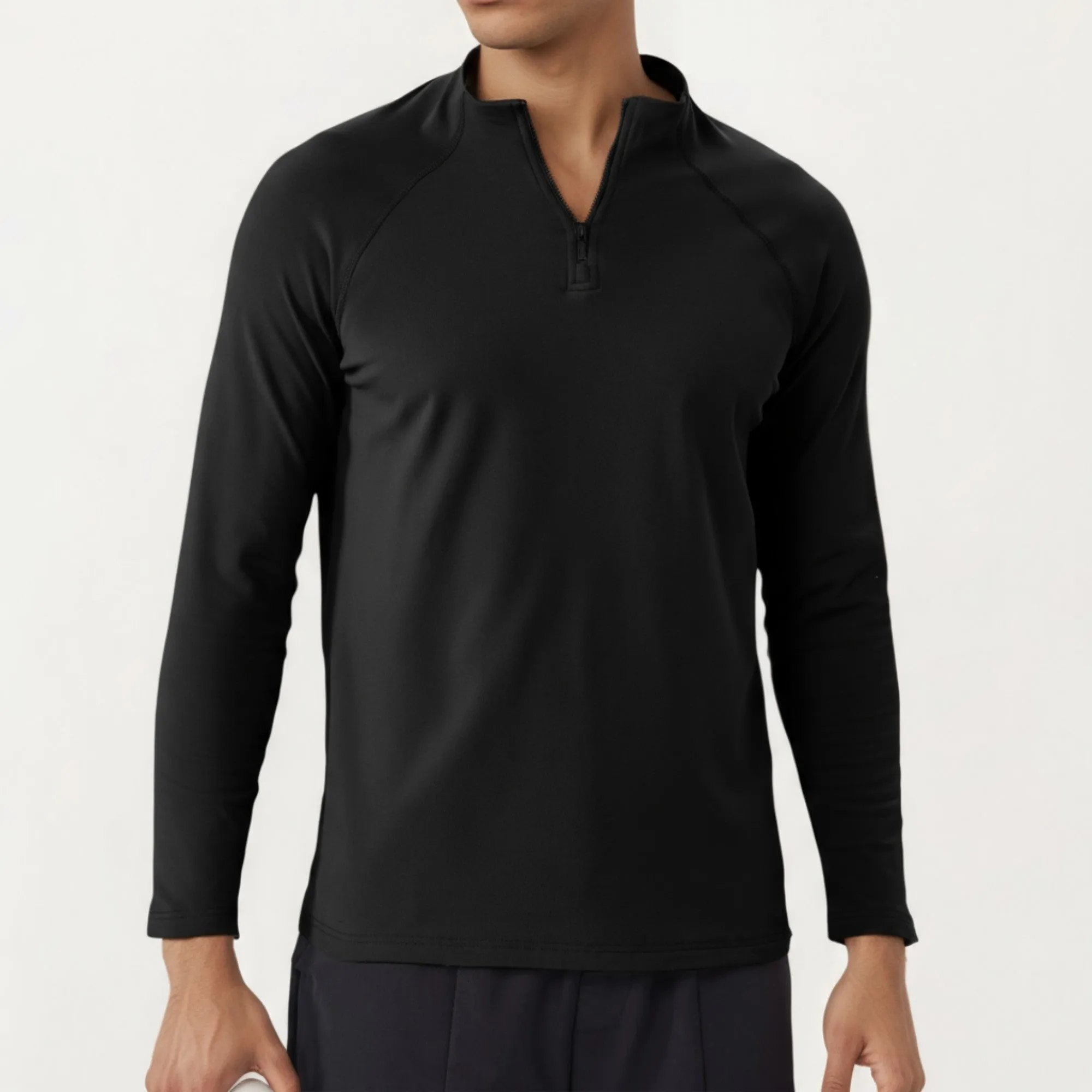 Anna-Kaci Men's Long Sleeve Quarter Zip Athletic Top with Mock Neck and Stretch Performance Fabric sold by Anna-Kaci