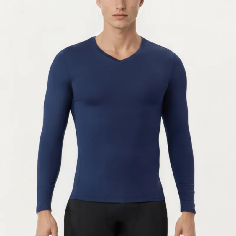 Anna-Kaci Men's Long Sleeve Compression Athletic Shirt with Stretch Fabric and V-Neck Design sold by Anna-Kaci