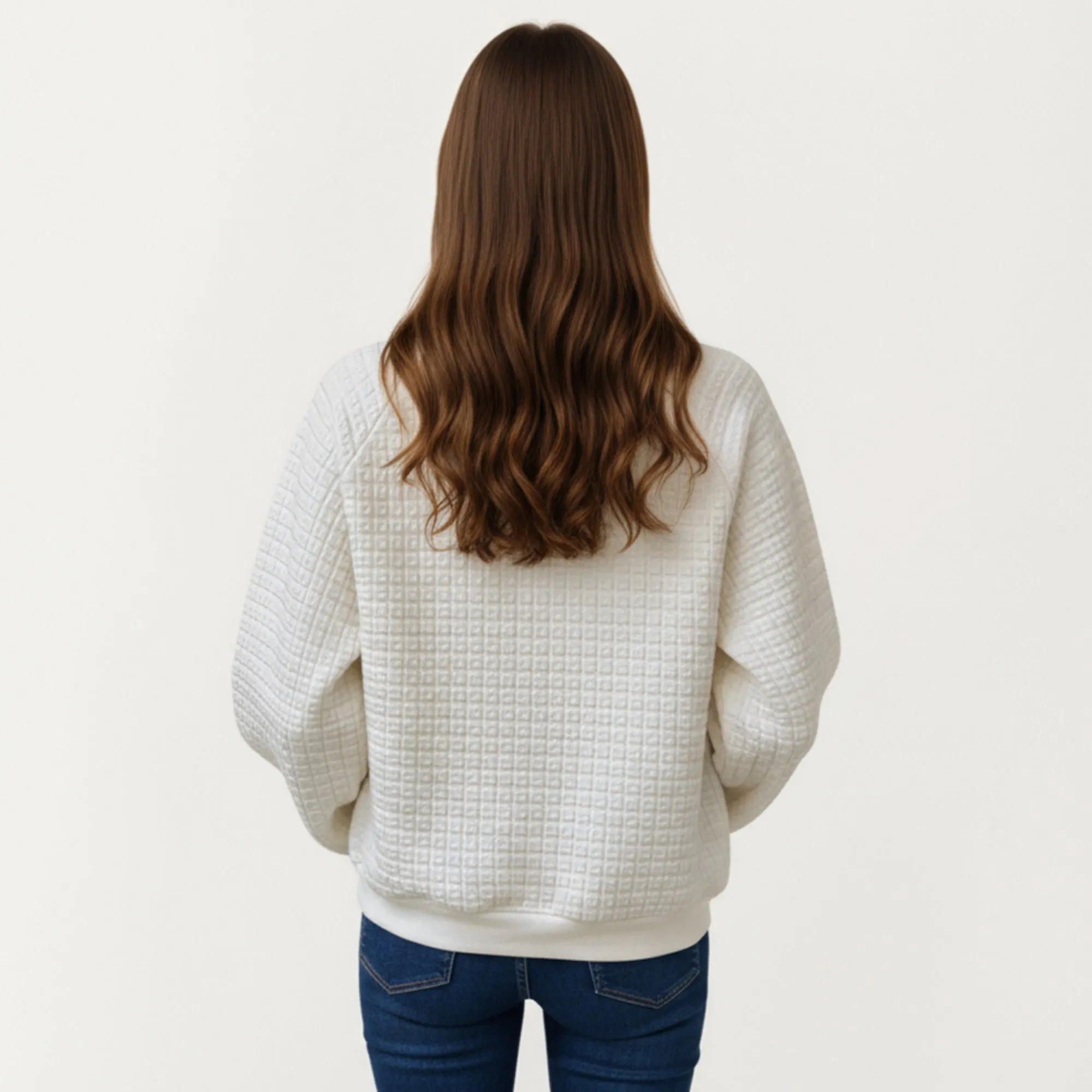 Anna-Kaci Women's Long Sleeve Waffle Knit Pullover Top with Button Placket and Collared Neckline sold by Anna-Kaci product image thumbnail 4