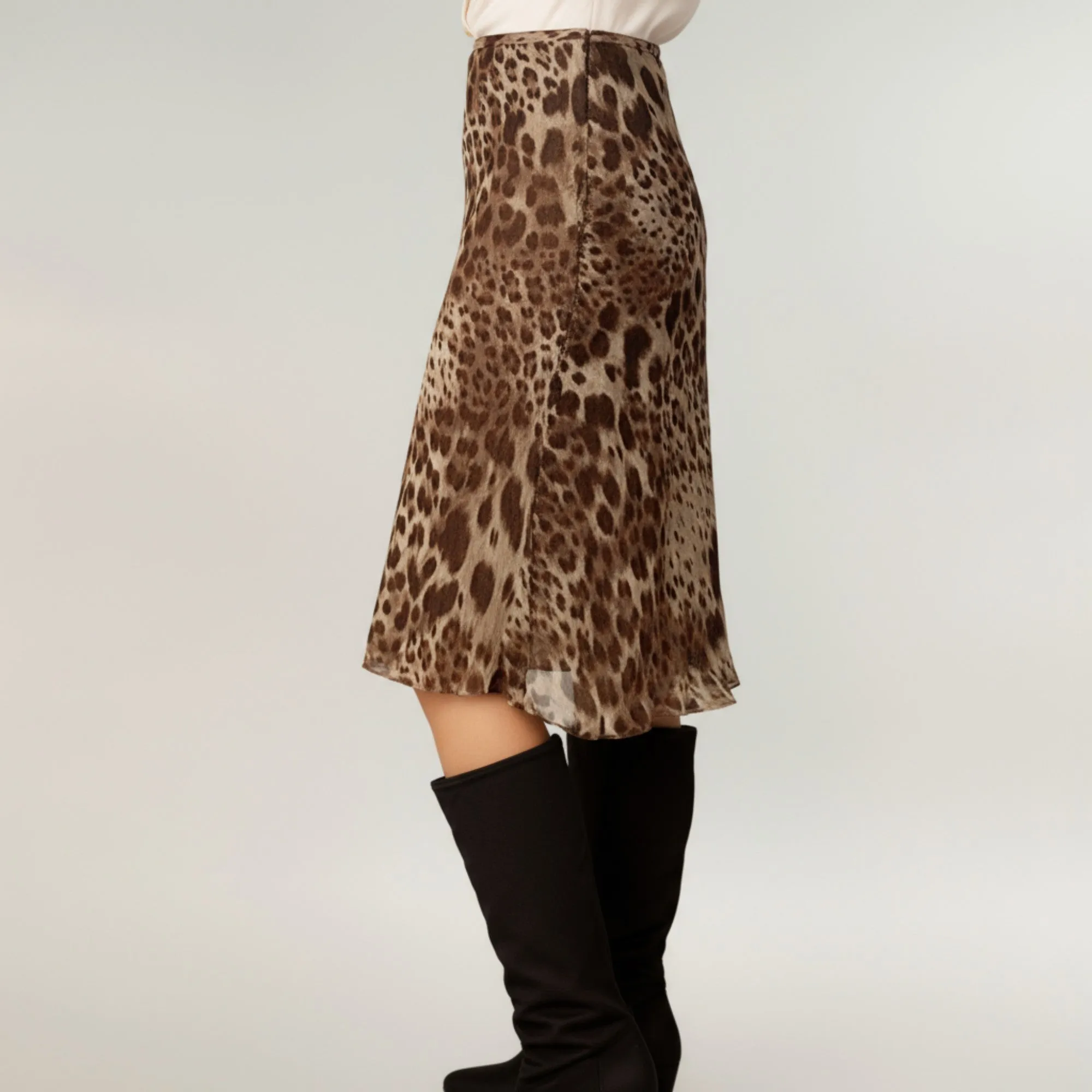 Anna-Kaci Women's Leopard Print Midi Skirt with Bias Cut and Silky Satin Finish sold by Anna-Kaci product image thumbnail 4