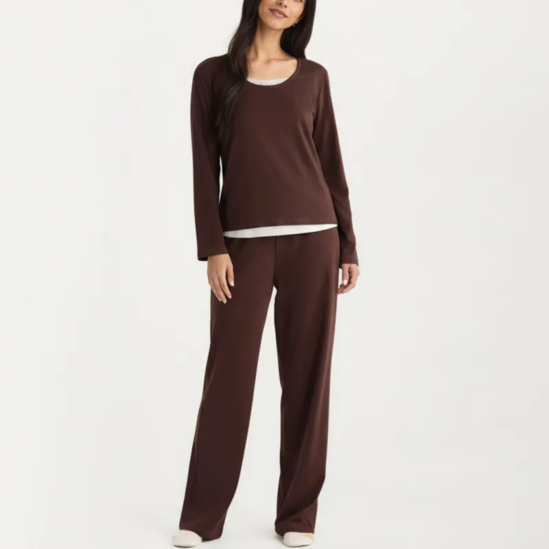 Anna-Kaci Women's 2-Piece Set Soft Knit Long Sleeve Top and Relaxed Fit Lounge Pants sold by Anna-Kaci