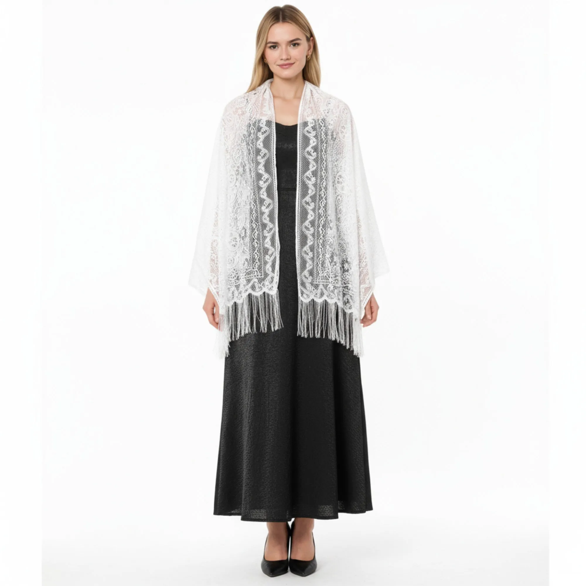 Anna-Kaci Women's Sheer Lace Kimono Shrug with Floral Pattern and Elbow-Length Sleeves sold by Anna-Kaci product image thumbnail 4